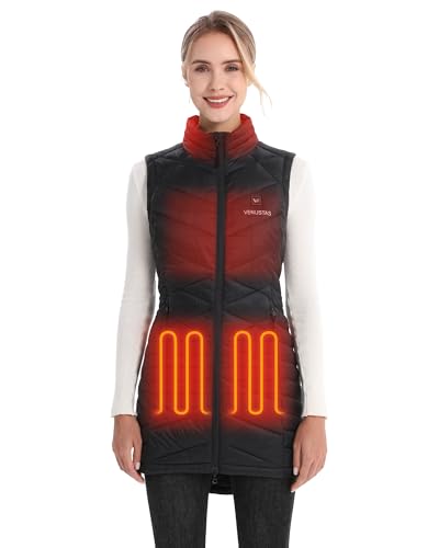Venustas Women's Quilted Long Heated Vest with Battery, Warm Rechargeable Heating Clothing, Electric Puffer Vest for Ladies