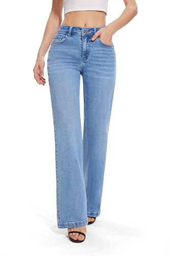 FLYING BANANA Women's High Waisted Wide Leg Baggy Stretch Denim Jeans3