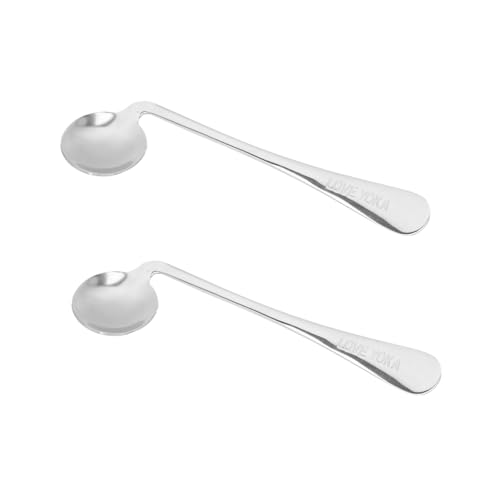 NOLITOY 2pcs Adaptive Ergonomic Spoons for Elderly Lightweight Non- Design for -Feeding for Seniors Weak Grip Stainless Steel Tableware