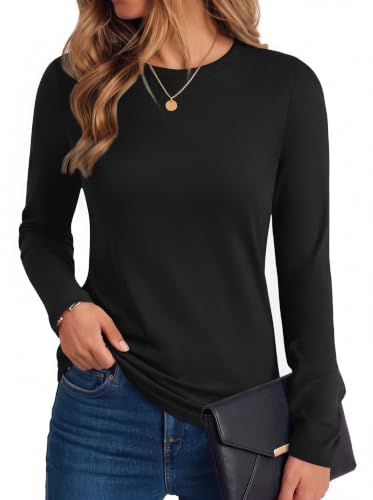 Ekoauer Long Sleeve Shirts for Women Cotton Crew Neck Tops Thermal Tshirts - image 1