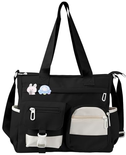 Bolsa mensageiro feminina - Bolsa tiracolo profissional para trabalho elegante bolsa de escritório para viagens de negócios e viagens, Preto, Medium, Bonito