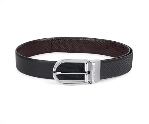 LOUIS STITCH Men's Reversible Italian Leather Belt with for Men 1.25 inch (35mm) Waist Strap Black Brown Belt with Chrome Buckle (MLCH), ML-Chrome, 42