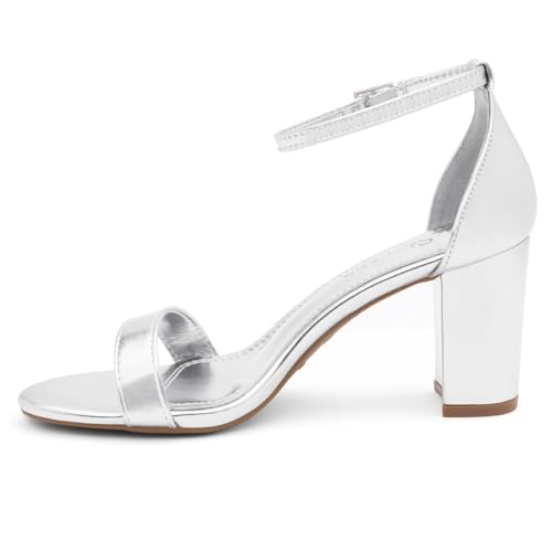 Image of Shoe Land Low Chunky Heels for Women Open Toe Ankle Strap Block Heel Sandals 3 Inch Dressy Heels for Wedding Party Date Night