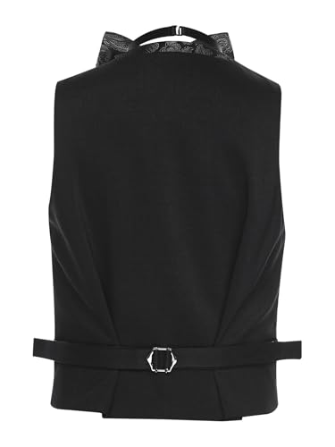 Boys Formal Paisley Suit Vest 5 Button 2 Piece Tuxedo Dressy Waistcoat with Bow Tie2