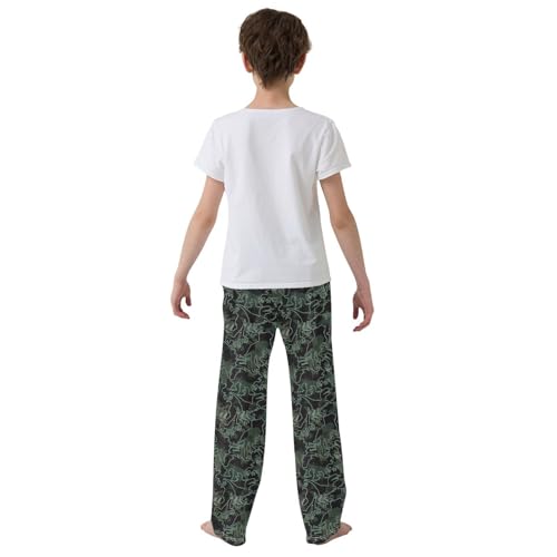 ZZXXB Dinosaur Lion Print Boys Long Pants Soft Trousers Elastic Waist Kids Lounge Bottoms with Pockets S-XL3