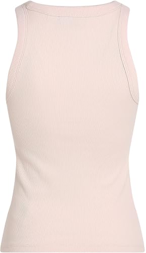 Calvin Klein Damen Tank Top Woven Label Rib Slim Fit, Rosa (Silver Peony), XS – Ansicht 6