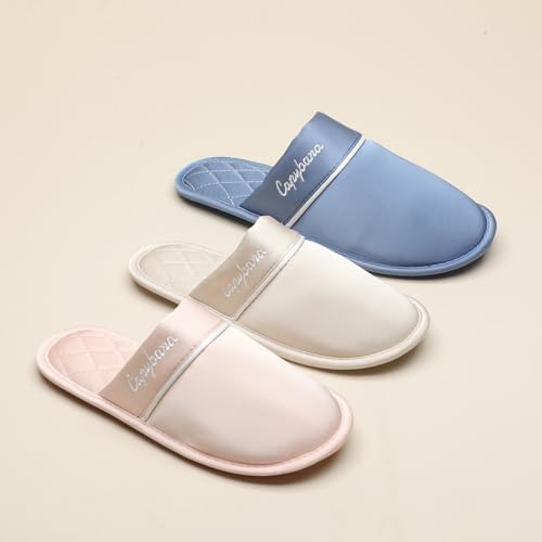 Premium Luxury Silk Satin All Seasons Comfort Silent Sole Women's House Slippers Non Slip Indoor Soft Home Slip On Shoes2