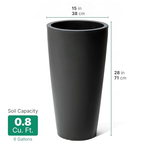 Step2 Tremont Tall Round Tapered Planter 2-Pack, 28 in Resin Planters, Self-Watering, Onyx Black - image 8