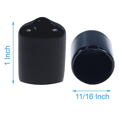 Image of Acocony 11 /16 Inch Rubber Cap (17.45 mm) Round Black Pack of 12 | PVC Rubber End Caps Dustproof, Protective & Aesthetic Flexible Covers for Tubing, Pipes, Poles, Bolts & More