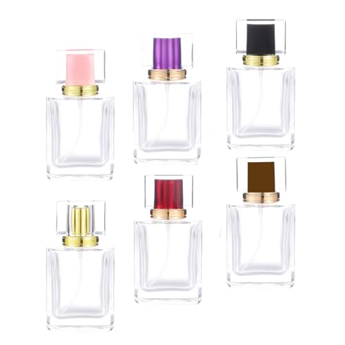 YWG Stone 6 Pack Refillable Perfume Atomizer 50ml 1.7oz Large Perfume Bottle for Essential Oils, Perfumes Empty Clear Glass Mist Spray Bottle for Traveling Outgoing