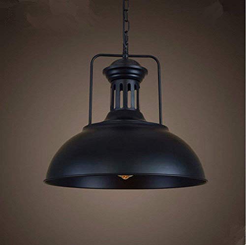 Éclairage extérieur suspension industriel rétro lustre plafonnier fer loft noir 41cm GZZ