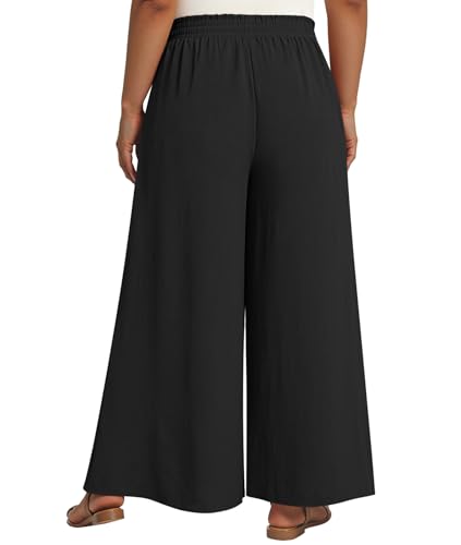 LONGYUAN Womens Plus Size Wide Leg Pants Casual Trousers with Pockets 1X-5X3
