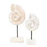 Logbuch-Verlag Maritime Deko Set 2 Muschel Figuren aus Holz weiß gekalkt 22 cm + 18 cm - Badezimmer Dekoration Meer Strand