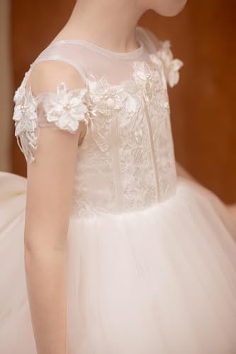 Floral Appliques Tulle Flower Girl Dresses for Wedding Lace Embroidery First Communion Dress Princess Pageant Ball Gown4