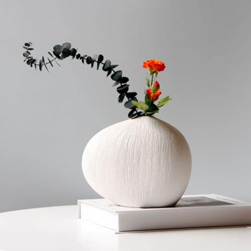 Vase en céramique blanc stable anti-chute pour bouquets