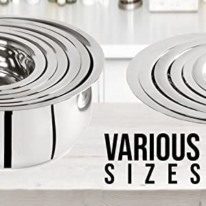 Image of Stainless Steel 5 Pcs Patila Set /Tope /Cookware Set with Lids (1 LTR to 3 LTR), 22 Guage Induction & Gas Stove Friendly 10 Pcs Set