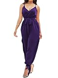 HannahZone Women's Casual Adjustable Spaghetti Strap Jumpsuits Bodycon Sleeveless Long Pants Elegant