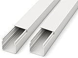 Canalina per cavi elettrici, grande, 40 x 40 mm, bianca, 2 x 2 m (4 m), in PVC, per installazione elettrica a parete, per interni ed esterni, per cavi spessi