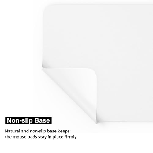 Image of Audimi White Mouse Pad, All White Mousepad with Non-Slip Thin Mouse Mat for Computer Laptop Wireless Mouse Home Office Travel Work 9.5X7.9 Inch (24X20X0.2Cm)