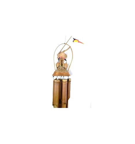 Carillon à Vent Bambou & Mangeoire Oiseaux – 110 Cm, Fait Main, Décoration Jardin | Son Naturel Apaisant