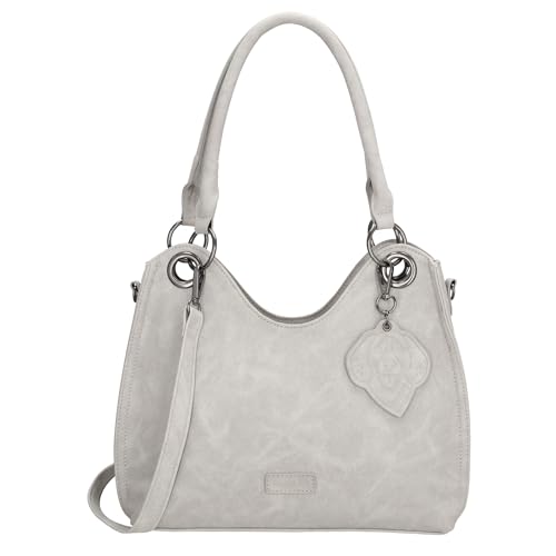 Beagles PE-Florence Damen Schultertasche – Kleine Raffia Handtasche – Verstellbarer Riemen – Reißverschluss – Alltagstauglich und Elegant - Silver