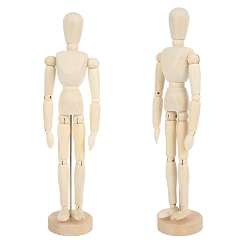 Drawing Mannequin, 2PCS Wooden Mannequin Flexible Joints Drawing Figure Model Art Mannequin Figure Drawing Supplies for Home Furnishings Photo Props Tabletop Toys 12in