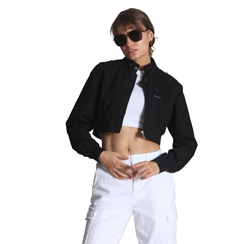 Members Only Mini Cropped Jacket Women Trendy Racer Jacket