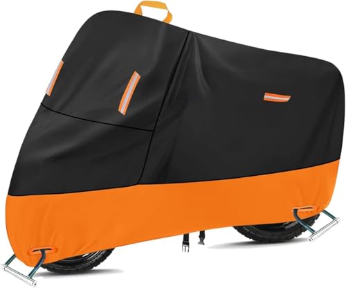 Telo Coprimoto per Yamaha XT 1200 Z Super Tenere 1200 XT1200Z XT1200ZE, Impermeabile Vento Heavy Duty Riflettente Moto Parapioggia, Robusta Resistente con Fori di Bloccaggio,Orange-210D