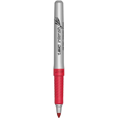 Bic Intensity Permanent Markers, Fine Point, Red, Vibrant & Long-Lasting, 12-Count #TOP2