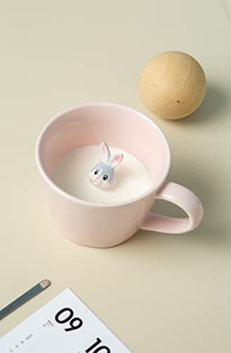 Image of DIHOclub Rabbit Ceramic Cup Hidden Animal Inside Mug (Pink)