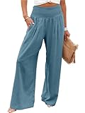 ANRABESS Women Linen Palazzo Pants Summer Boho Wide Leg High Waist Casual Lounge Pant 2025 Beach Travel Vacation Outfits Lake Large