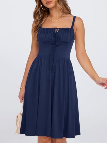 Image of YIOYOLA Womens Summer Mini Corset Casual Dresses Spaghetti Straps Lace Up Vacation Beach Sundress with Pockets 2026