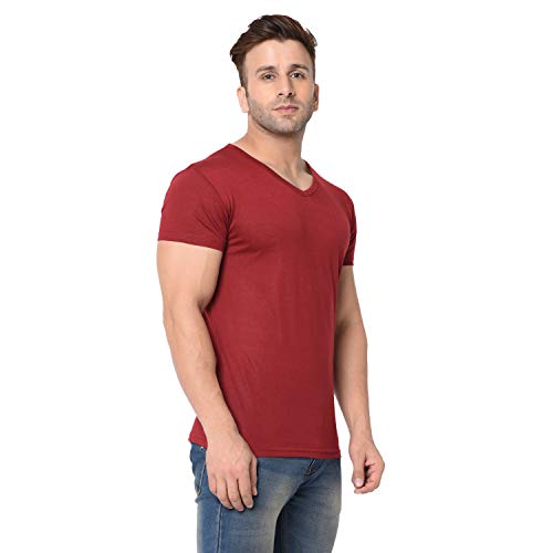 Image of Men's Cotton Blend Half Sleeve V Neck Tshirt