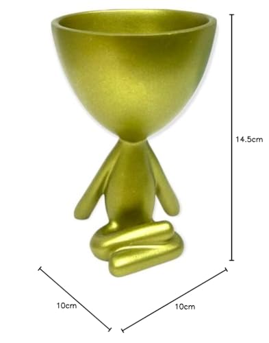 Image of AUGEN Polyresin Meditating Cup Flower Pot Vase Gold Stand Statue Showpiece for Home Decor Decoration and Gifting (6719-C2, 14.5cm)