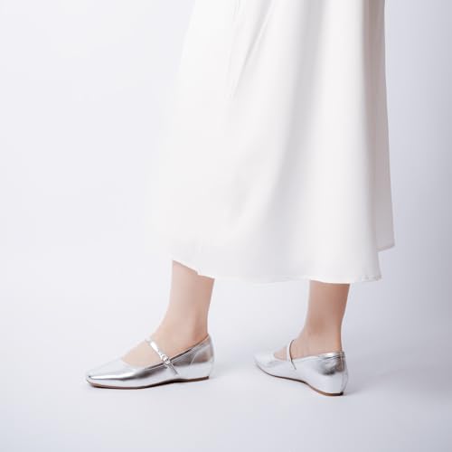 Image of Cusolemore Mary Jane Flat Shoes with Arch Support and Hidden Wedge Heel, Women Ballet Flats, Mary Jane Flats, Comfortable Dress Shoes