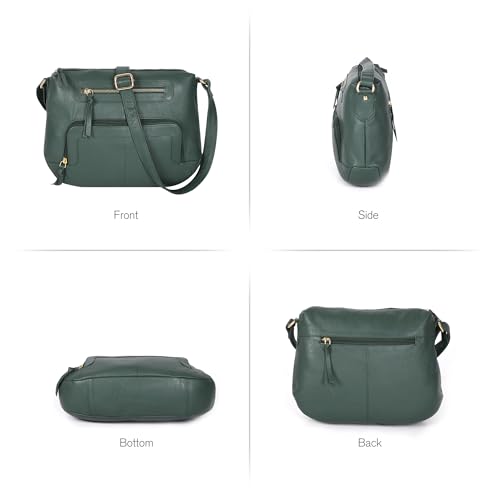 Image of Oak Leathers Women's Crossbody Bag - Genuine Leather Crossover Shoulder Purse With Adjustable Sling Strap - Medium Size