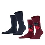 Burlington Herren Everyday Mix 2-Pack Socken Baumwolle Schwarz Grau viele weitere Farben verstärkte Herrensocken mit Muster atmungsaktiv kariert uni Mehrfachpack ONE-SIZE-FITS-ALL als Geschenk 2 Paar