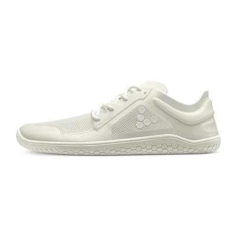 Vivobarefoot Primus Lite III, Mens Vegan Light Breathable Shoe with Barefoot Sole Bright White Cover