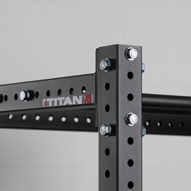 Titan Fitness Flat Foot Power Rack X-3 Series 82-in. H 30-in. D with 4 Weight Plate Holders