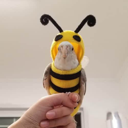 Image of Bird Costume Diaper Flight Suit Bee Shape Hoodie Clothes Cosplay Photo Prop for Parrots Parakeet Cockatiel Sun Conure, Small Animals Apparel (Bee with Diaper, Small), Green (BPF1)