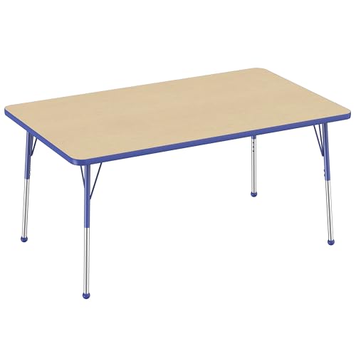 FDP 36" x 60" Rectangle Table with Ball Glide Legs - Maple/Blue