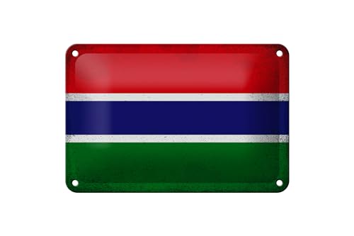 FEMER Blechschild Flagge Gambia 18x12cm Flag of Gambia Vintage Dekoration