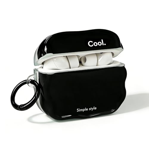Coque AirPods Pro 3 Wave Series noire en TPU brillant et mousqueton