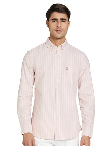 Image of U.S. Polo ASSN. Men's Yarn Dyed Oxford Stripe Spread Collar Full Sleeve Shirts