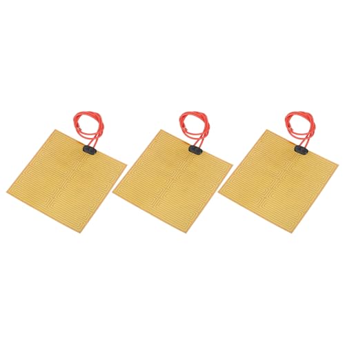 Image of sourcing map 3pcs Heater Film Heating Plate, 25W 12V Adhesive Polyimide Heat Pad Heating Elements Film 100mmx100mm Heater Strip for Constant Temperature