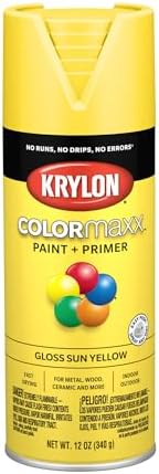 Krylon K05541007 COLORmaxx Spray Paint and Primer for Indoor/Outdoor Use, Gloss Sun Yellow, 12 Ounce (Pack of 1)
