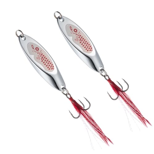 Goture Fishing Spoons Metal Trout Lures Long Distance Casting for Bass Crappie Pike Salmon Saltwater and Freshwater 2pcs 1-3/8oz Jigging Spoons