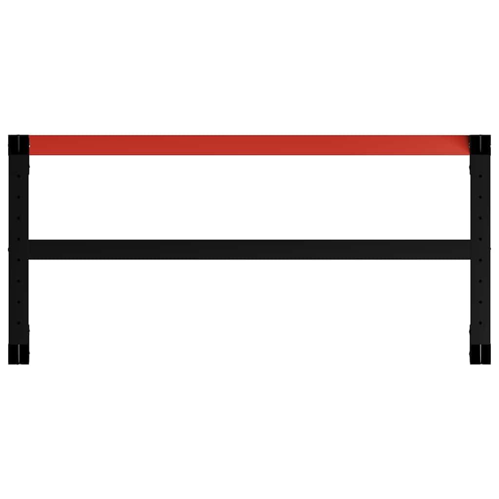 Marco de banco de trabajo de metal, 120 x 57 x 79 cm, color negro y rojo, para banco de trabajo de mesa