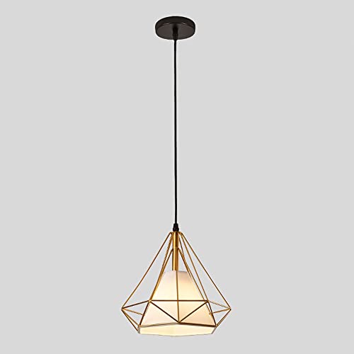 Plafonnier cage métallique suspension industrielle tissu blanc E27 hauteur réglable