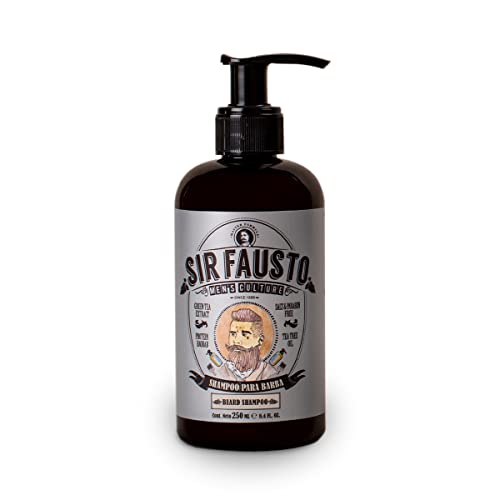 Champú para Barba de Hombre - Beard Shampoo - Propiedades Antisépticas y Antibacterianas - 250 ml - Ideal para Barbas de Pelo Fino, Normal o Graso - Sir Fausto